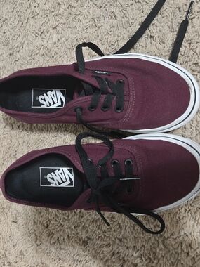 Vans Maroon Canvas Low-Top Sneakers with Black Laces